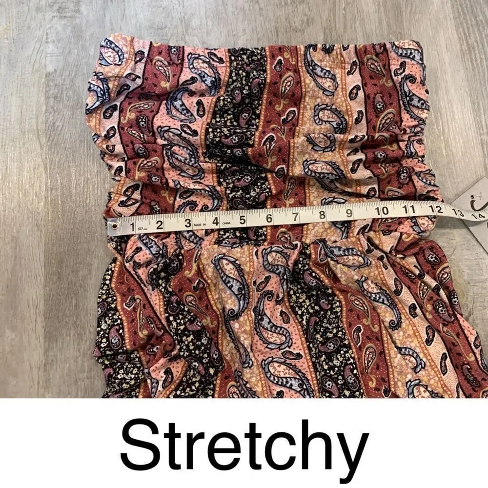 NWT paisley print Stretchy Strapless tube top Capri jumper with pockets - Picture 5 of 13